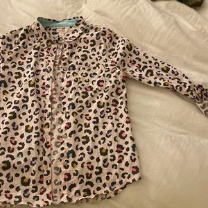 Cat & Jack Pastel Pink Multi-Colored Leopard Collared Top
